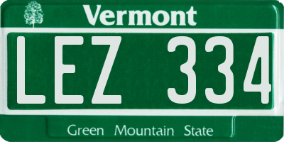 VT license plate LEZ334