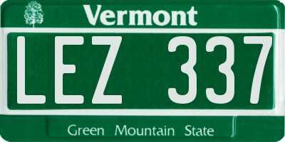VT license plate LEZ337