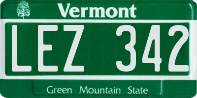 VT license plate LEZ342