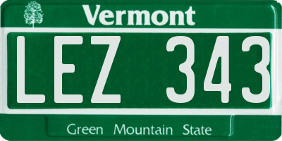 VT license plate LEZ343