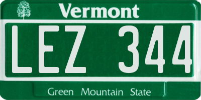VT license plate LEZ344