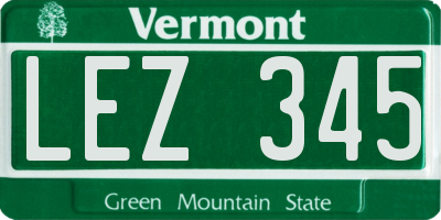 VT license plate LEZ345
