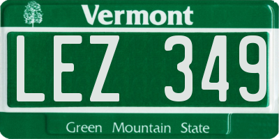 VT license plate LEZ349