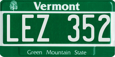VT license plate LEZ352