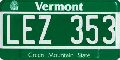 VT license plate LEZ353