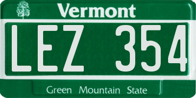 VT license plate LEZ354
