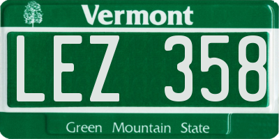 VT license plate LEZ358