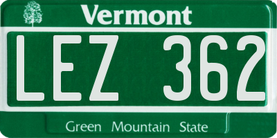 VT license plate LEZ362