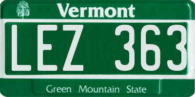 VT license plate LEZ363