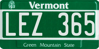 VT license plate LEZ365