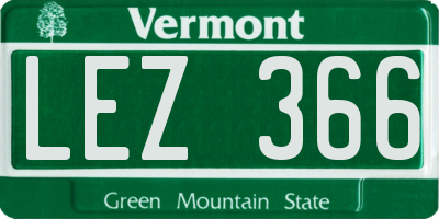 VT license plate LEZ366