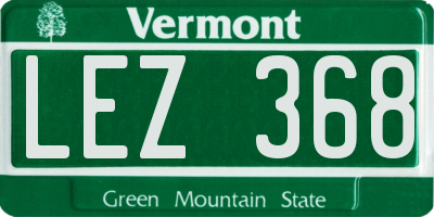 VT license plate LEZ368