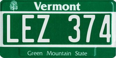 VT license plate LEZ374