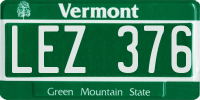 VT license plate LEZ376