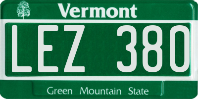 VT license plate LEZ380