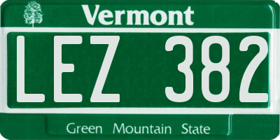 VT license plate LEZ382