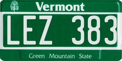 VT license plate LEZ383