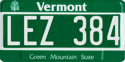 VT license plate LEZ384