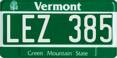 VT license plate LEZ385