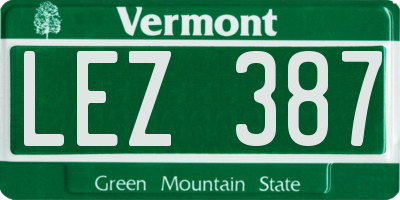 VT license plate LEZ387