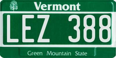VT license plate LEZ388