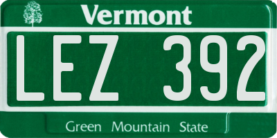 VT license plate LEZ392