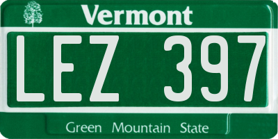 VT license plate LEZ397