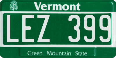 VT license plate LEZ399
