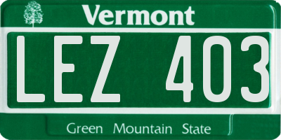 VT license plate LEZ403