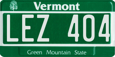 VT license plate LEZ404