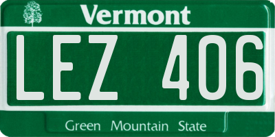 VT license plate LEZ406