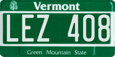 VT license plate LEZ408