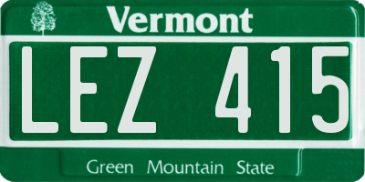 VT license plate LEZ415