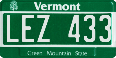 VT license plate LEZ433