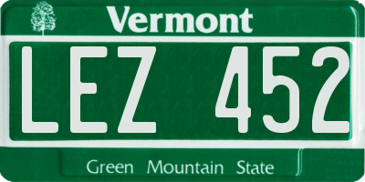VT license plate LEZ452