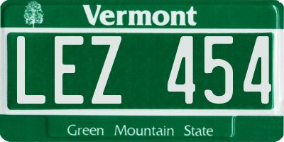 VT license plate LEZ454
