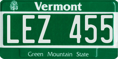VT license plate LEZ455