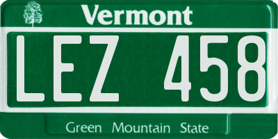 VT license plate LEZ458