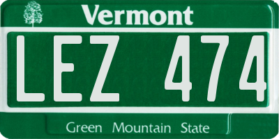 VT license plate LEZ474
