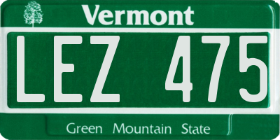 VT license plate LEZ475