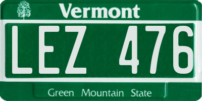 VT license plate LEZ476