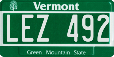 VT license plate LEZ492