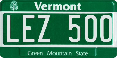 VT license plate LEZ500
