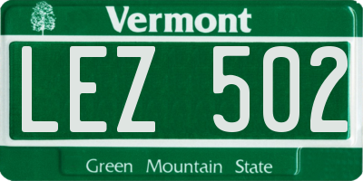 VT license plate LEZ502