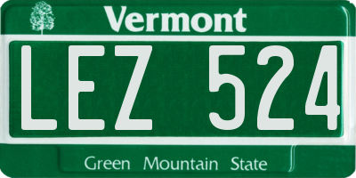 VT license plate LEZ524