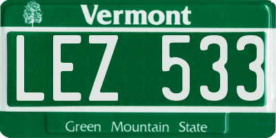 VT license plate LEZ533