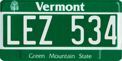 VT license plate LEZ534
