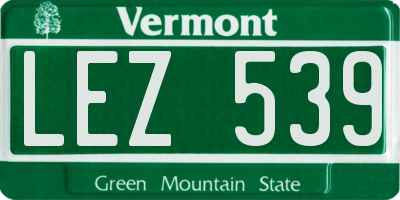 VT license plate LEZ539
