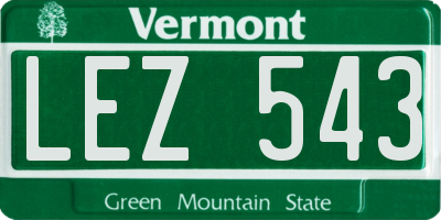 VT license plate LEZ543