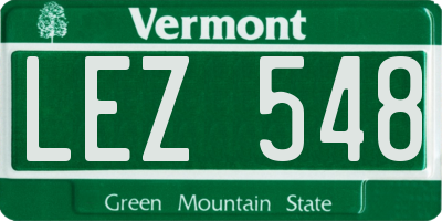 VT license plate LEZ548